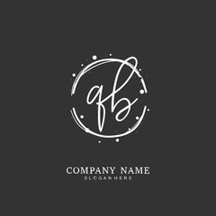 Handwritten initial letter Q B QB for identity and logo. Vector logo template with handwriting and signature style.