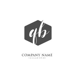 Handwritten initial letter Q B QB for identity and logo. Vector logo template with handwriting and signature style.