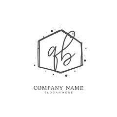 Handwritten initial letter Q B QB for identity and logo. Vector logo template with handwriting and signature style.