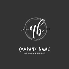 Handwritten initial letter Q B QB for identity and logo. Vector logo template with handwriting and signature style.
