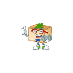 Talented basbousa gamer mascot design using controller