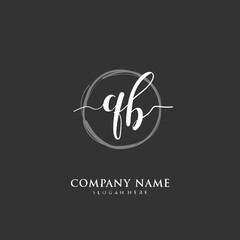 Handwritten initial letter Q B QB for identity and logo. Vector logo template with handwriting and signature style.