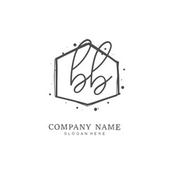 Handwritten initial letter B BB for identity and logo. Vector logo template with handwriting and signature style.