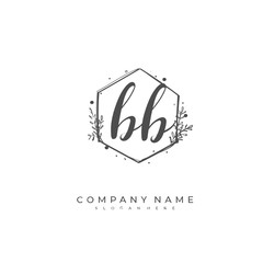 Handwritten initial letter B BB for identity and logo. Vector logo template with handwriting and signature style.