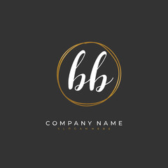 Handwritten initial letter B BB for identity and logo. Vector logo template with handwriting and signature style.