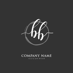 Handwritten initial letter B BB for identity and logo. Vector logo template with handwriting and signature style.