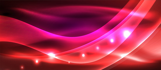 Abstract background. Shiny design neon waves with light effects, techno trendy design. Vector Illustration For Wallpaper, Banner, Background, Card, Book Illustration, landing page