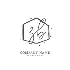 Handwritten initial letter Z B ZB for identity and logo. Vector logo template with handwriting and signature style.