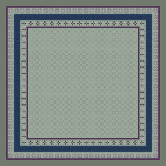 silk square scarf with frame pattern design