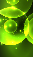 Glowing neon shiny transparent abstract geometric shapes with light effects. Techno futuristic vector abstract background For Wallpaper, Banner, Background, Card, Book Illustration, landing page