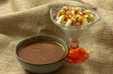 caramel on top of the fruit