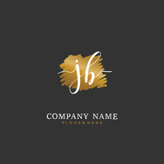  Handwritten initial letter J B JB for identity and logo. Vector logo template with handwriting and signature style.