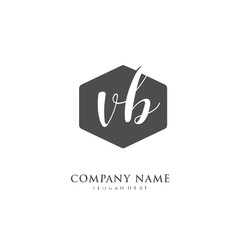 Handwritten initial letter V B VB for identity and logo. Vector logo template with handwriting and signature style.