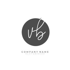 Handwritten initial letter V B VB for identity and logo. Vector logo template with handwriting and signature style.