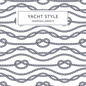 Nautical rope seamless pattern. Yacht style design. Vintage decorative background. Template for prints, wrapping paper, fabrics, covers, flyers, banners, posters and placards. Vector illustration.