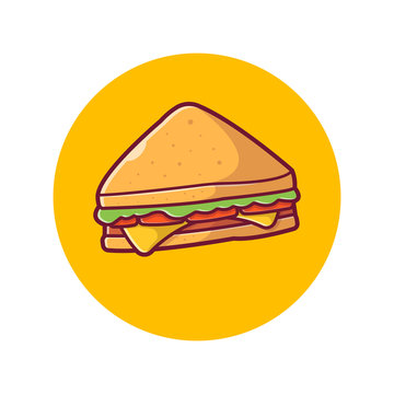 Sandwich Vector Icon Illustration. Ham And Swiss Cheese Sandwich, Food Icon Concept White Isolated. Flat Cartoon Style Suitable for Web Landing Page, Banner, Sticker, Background