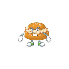 Charming semla mascot design style waving hand