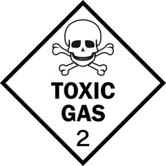 Toxic gas sign. Dangerous goods placards class 2. Black on white.