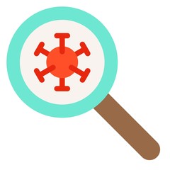 Magnify glass with Virus vector illustration, flat style icon