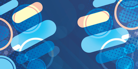 Modern style abstraction with composition made of various rounded shapes in blue color