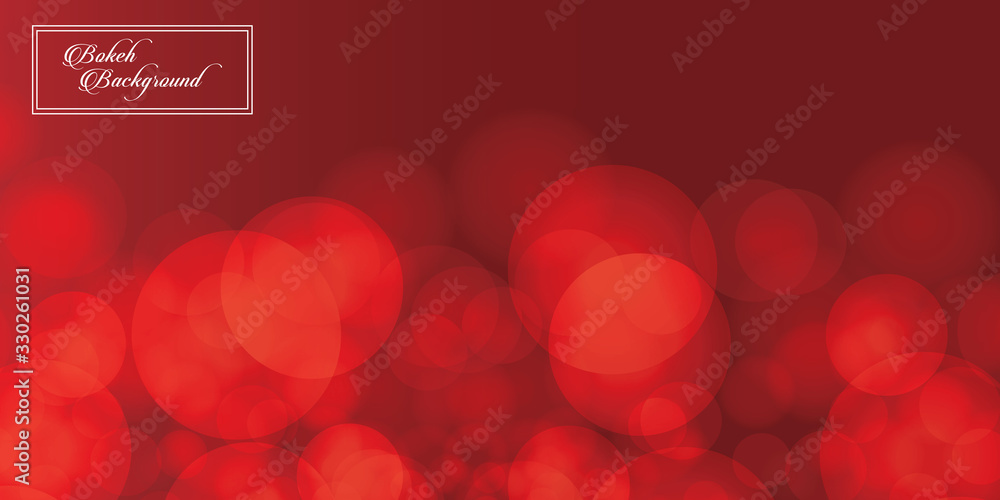 Poster abstract bokeh background with red color