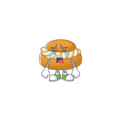 A Crying face of semla cartoon character design