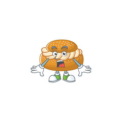 A mascot design of semla making a surprised gesture
