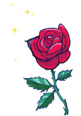 鮮やかな赤色の薔薇イラスト