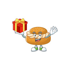 A mascot design style of semla showing crazy face