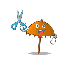 Cool Barber orange umbrella mascot design style