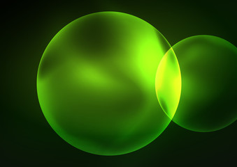 Glowing neon shiny transparent bubbles, glass circles or bio cell concept. Techno futuristic vector abstract background For Wallpaper, Banner, Background, Card, Book Illustration, landing page