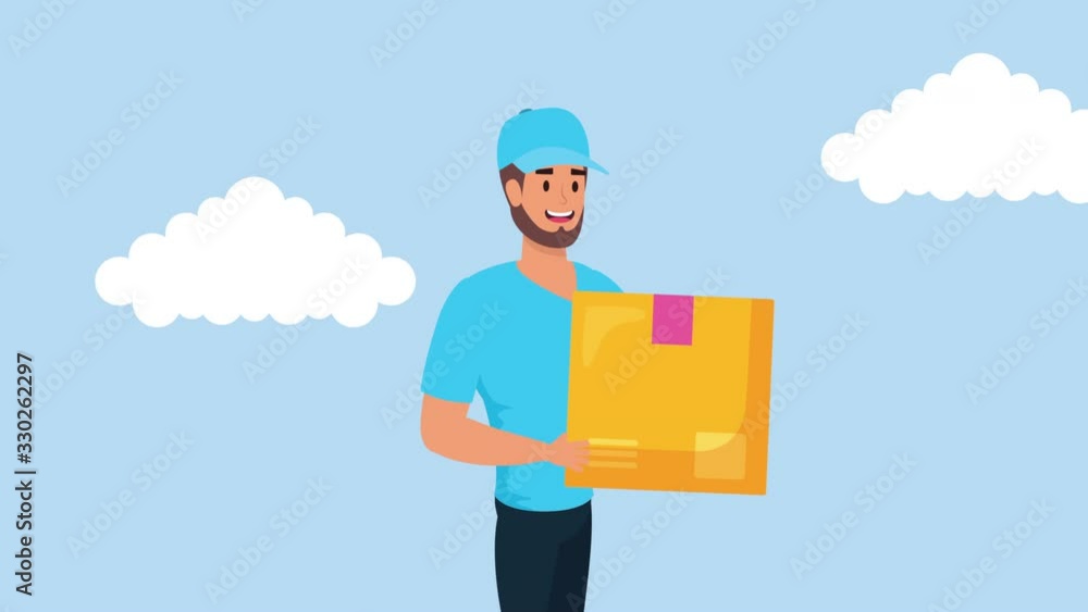 Poster logistic service worker lifting box