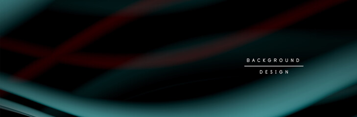 Сolorful flow poster. Wave liquid lines and shapes in black color background. Vector Illustration