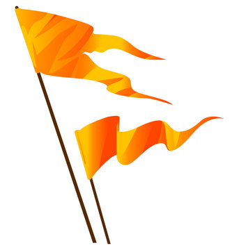 Two isolated orange flags vector illustration 