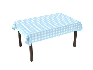 Table with blue tablecloth