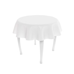 White round table with tablecloth