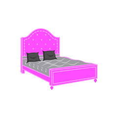 Icon of a double bed in a trendy flat design