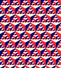  Retro Style Red & Navy Blue - Pattern cube background