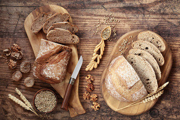 High fibre fig & walnut rye bread with sour dough loaf, loose grain walnuts & figs. High in...