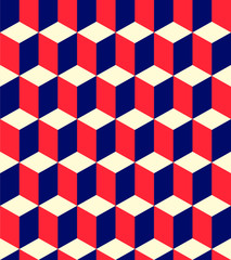  Retro Style Red & Navy Blue - Pattern cube background
