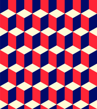  Retro Style Red & Navy Blue - Pattern Cube Background