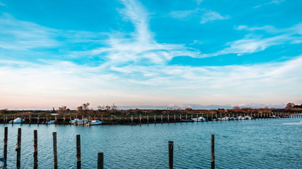 Fototapeta premium Spring sunset in the lagoon of Grado