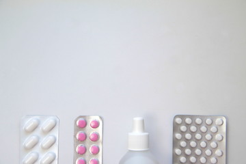 Background of pills and thermometer: pandemic virus infection from Wuhan, China, novel Coronavirus outbreak.