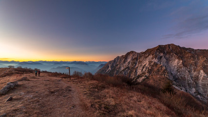 Winter sunset from an alpine peak of Friuli-Venezia Giulia