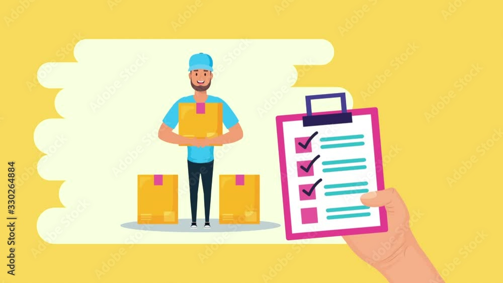 Poster logistic service worker lifting box and checklist