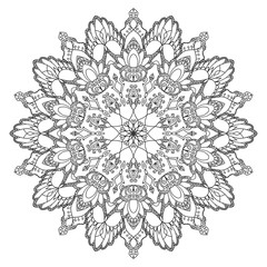 Mandala design, meditation ornament. colouring page for adults.