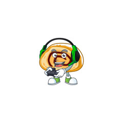 An adorable swiss roll in Sailor cartoon character with white hat