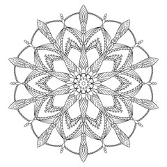 Mandala design, meditation ornament. colouring page for adults.