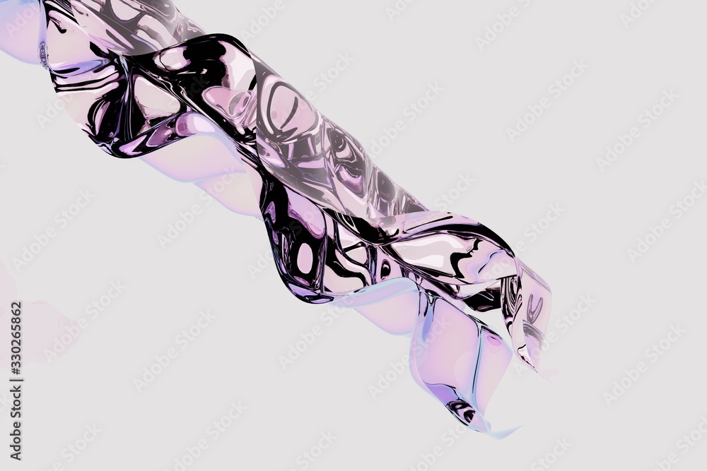 Poster abstract background with lilac waves on white, 3d rendering
