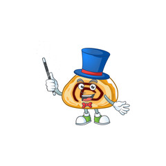 Charming swiss roll cartoon design performance as a Magician style